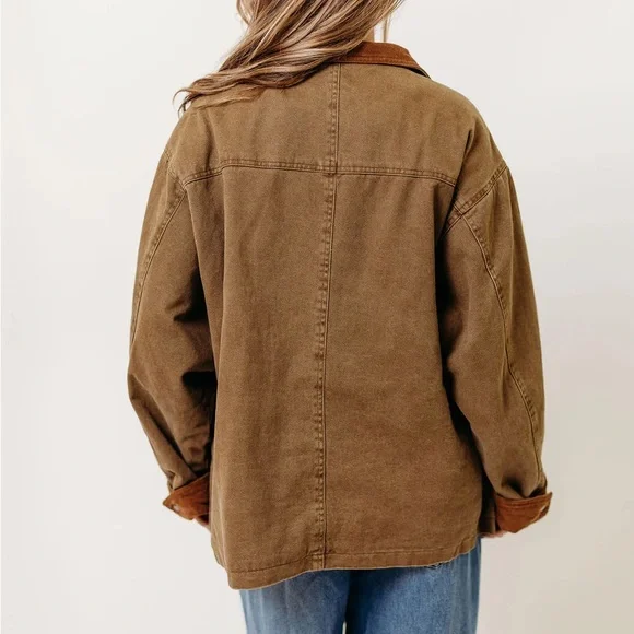 Sable Cotton Field Collared Jacket / Olive Brown - Picture 3 of 5